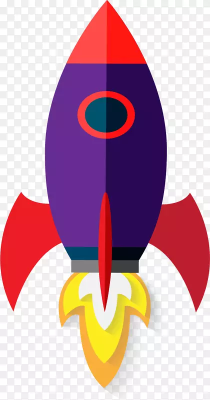 火箭平面设计剪贴画.紫色玫瑰火箭