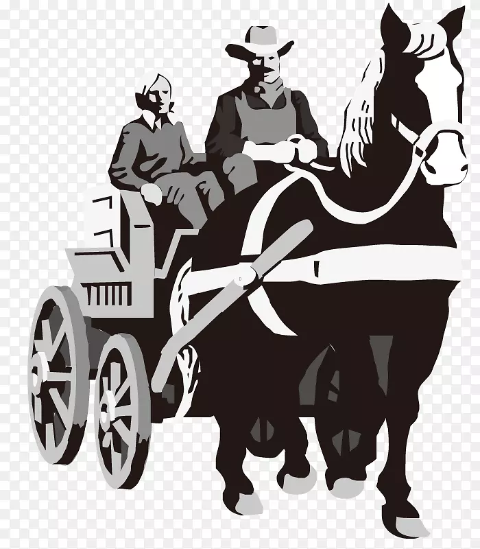 希尔郡农场剪贴画.卡通黑白马载体