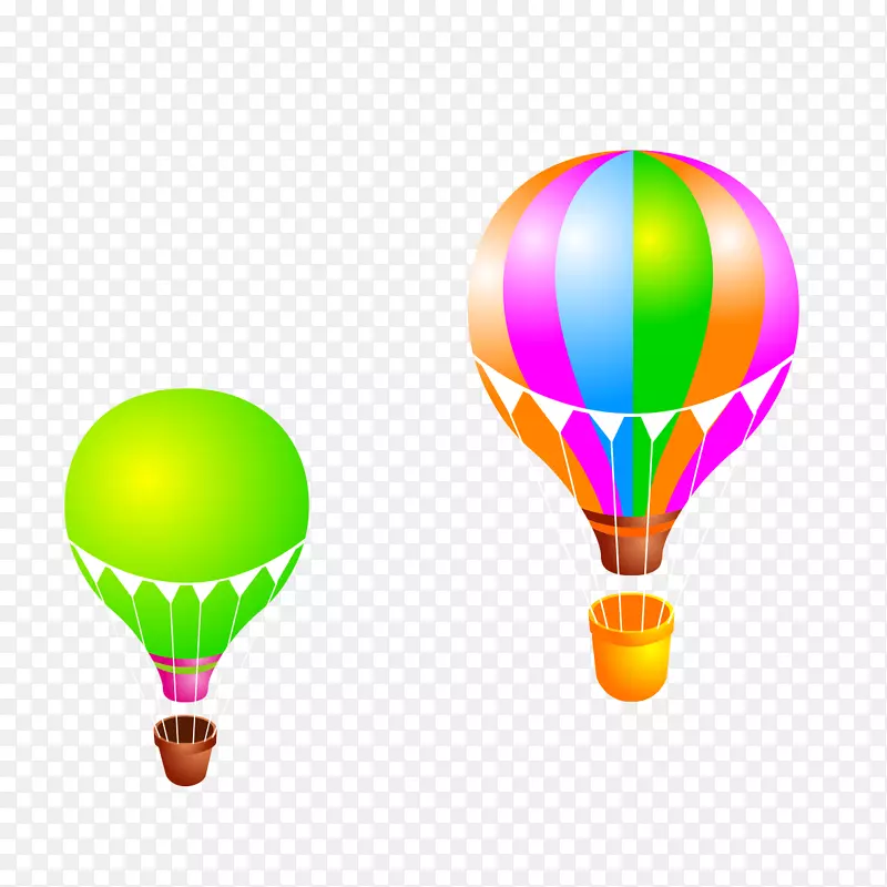 热气球卡通剪辑彩色降落伞