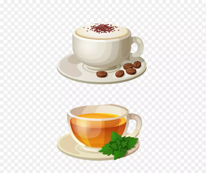 绿茶白茶茶杯夹艺术咖啡拿铁茶