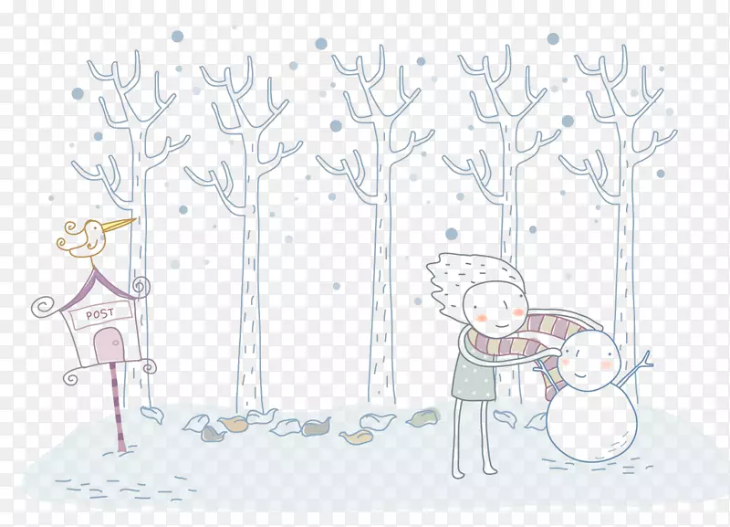 雪人的例子-这个男孩给了雪人围巾
