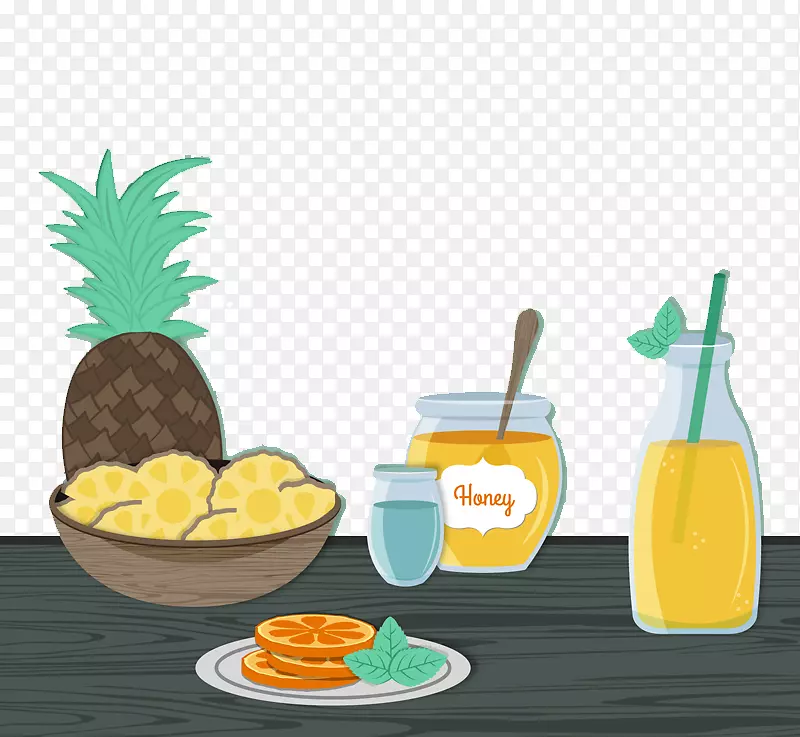 果汁切片菠萝橙子-美味的橙子和菠萝汁载体