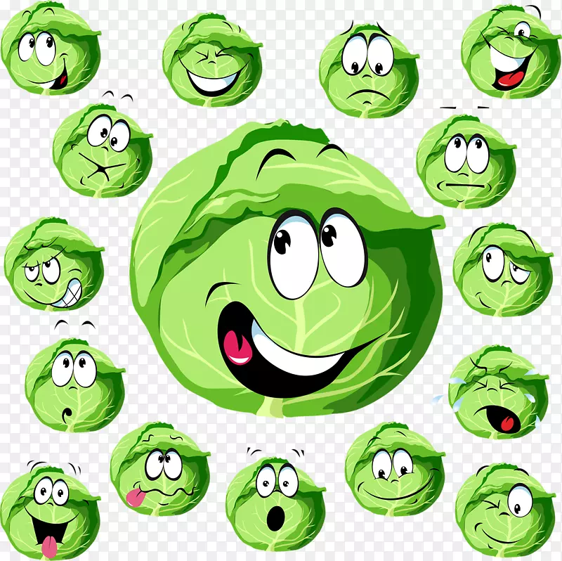 卷心菜卡通免版税插图-卡通绿色卷心菜