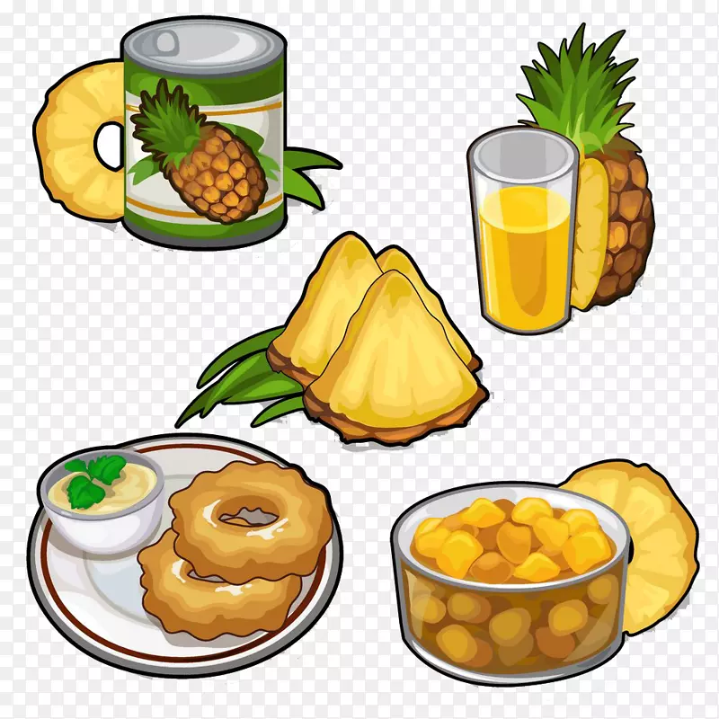 果汁菠萝插图-卡通食品插图图片菠萝