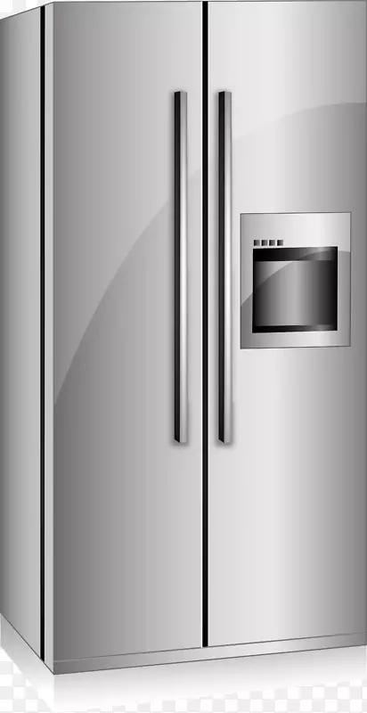 冰箱冷藏夹艺术-银色智能门冰箱模型