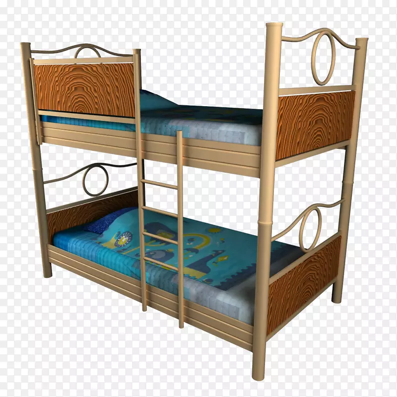 床架，桌子，双层床，卧室-棕色复古宿舍床
