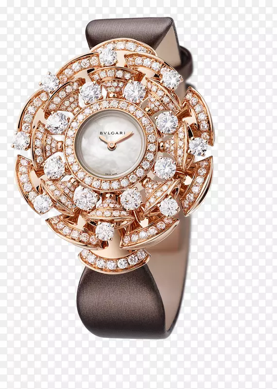 宝格丽珠宝手表石英钟宝格丽珠宝装饰女式玫瑰金表