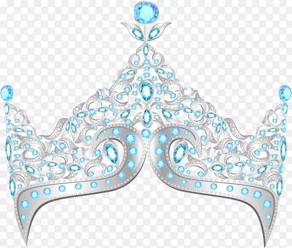埃尔萨王冠钻石头饰剪贴画-豪华蓝色宝石空心冠