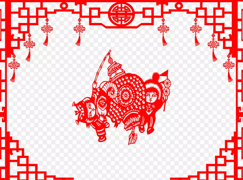 鲤鱼剪纸传统节日-新年装饰贴纸创意免费房