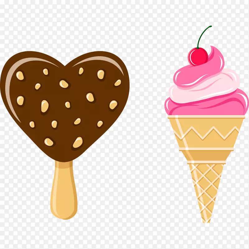 冰淇淋锥，草莓冰淇淋，巧克力冰淇淋，香蕉冰淇淋，雪糕创意