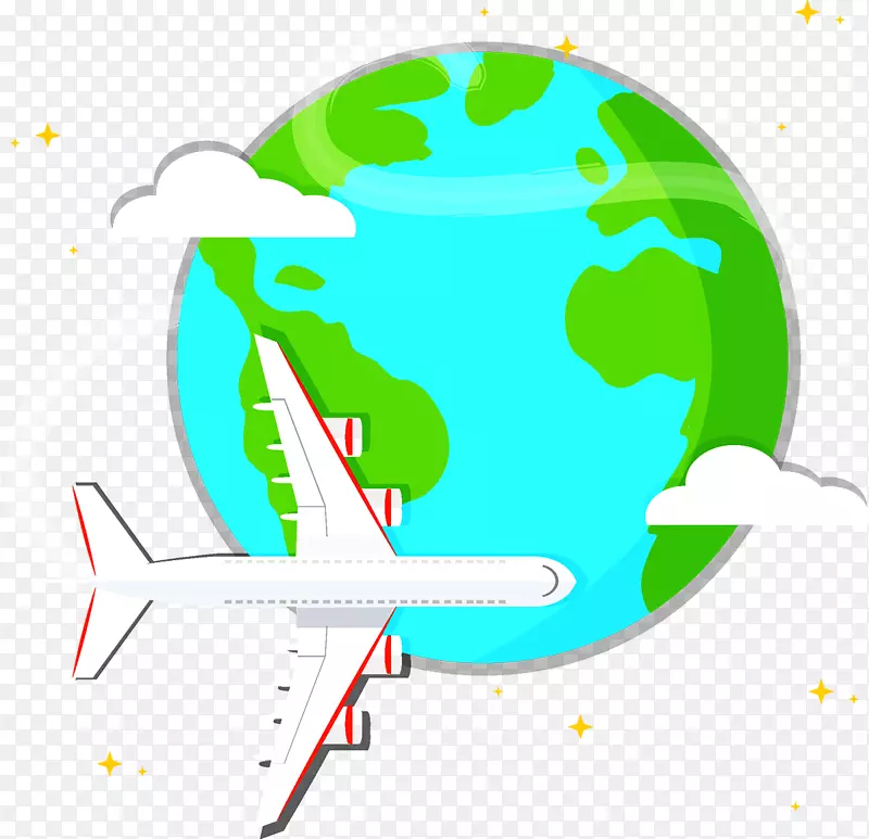 飞机插图层模板-地球飞机