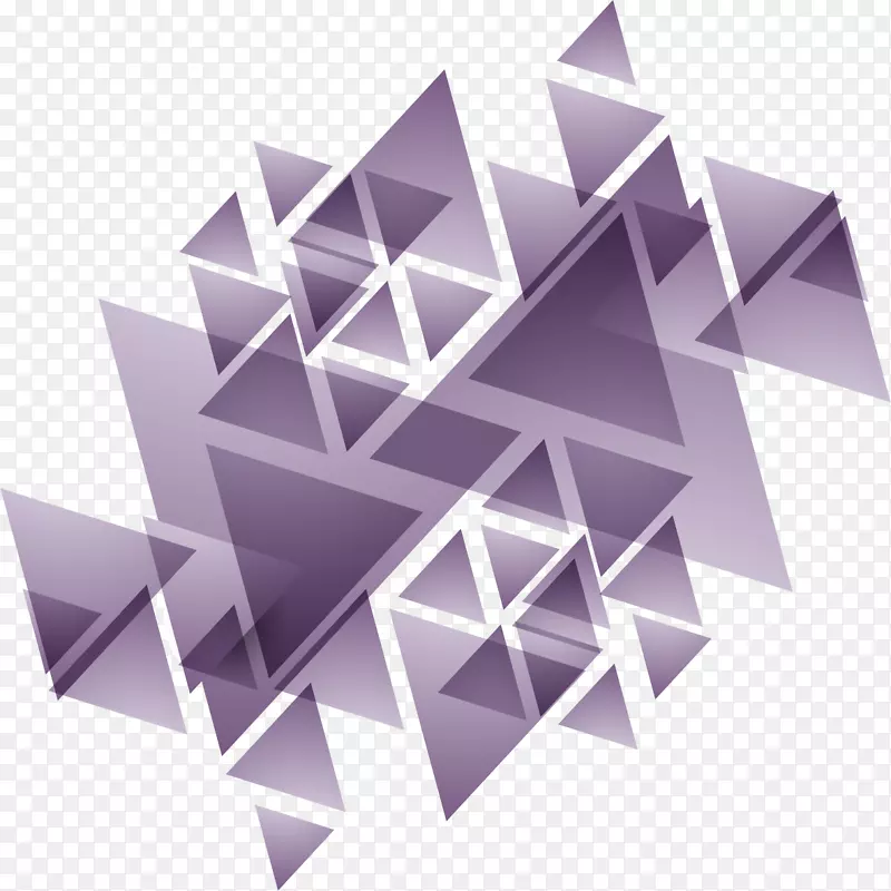 几何三角抽象艺术组合紫色三角背景