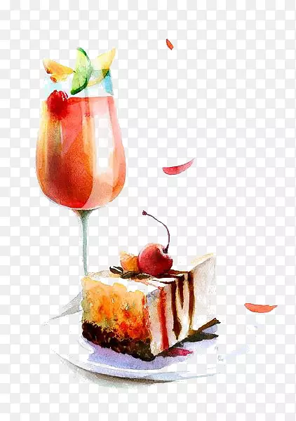 水彩画食品画插图.果汁