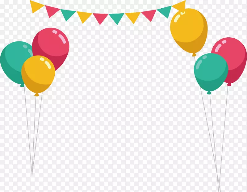 气球派对生日-彩色气球束框