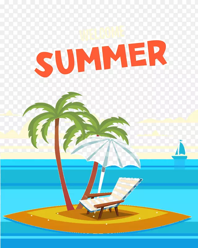 沙滩海报假期-夏日沙滩假期海报
