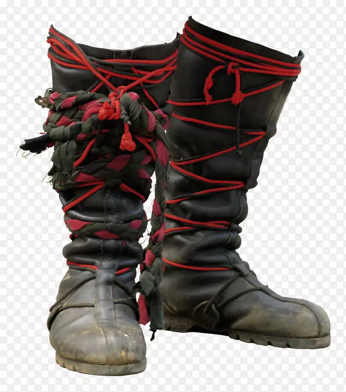 皮靴长袍鞋皮靴红色和黑色靴子