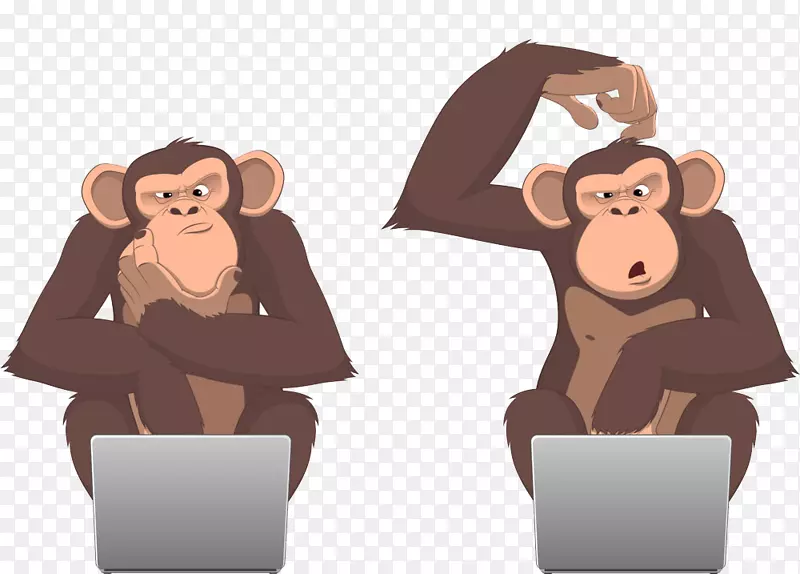 猴子电脑剪贴画-小猴子玩电脑