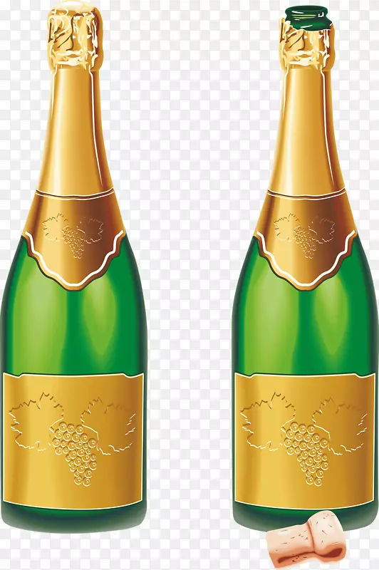 香槟酒泡沫瓶夹艺术-两瓶香槟