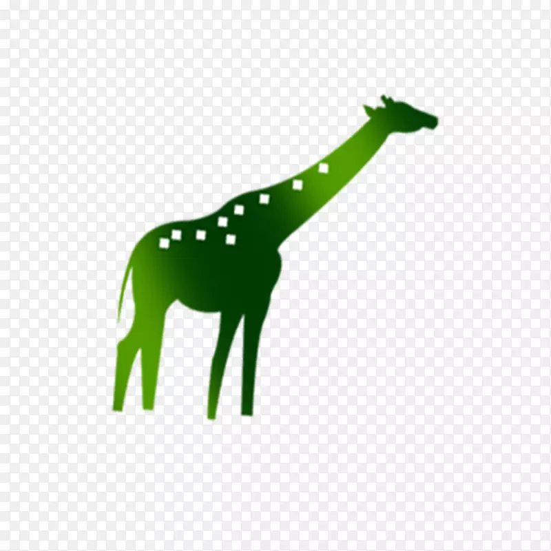 长颈鹿绿色剪贴画-绿色长颈鹿