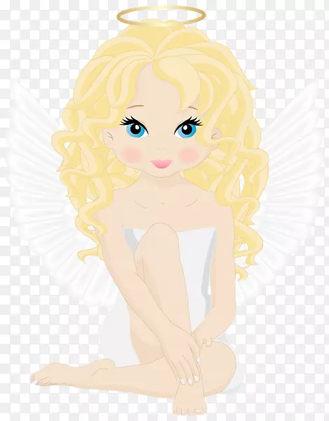 仙女芭比金发卡通插图-卡通贴纸天使