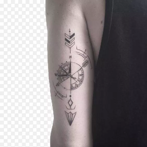 套筒刺青指南针纹身艺术家旧式纹身(纹身)-指南针纹身