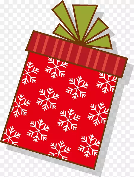 圣诞雪花礼品-彩绘红色雪花图案的礼品盒