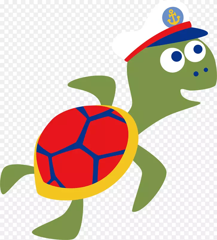 卡通插图-绿海龟