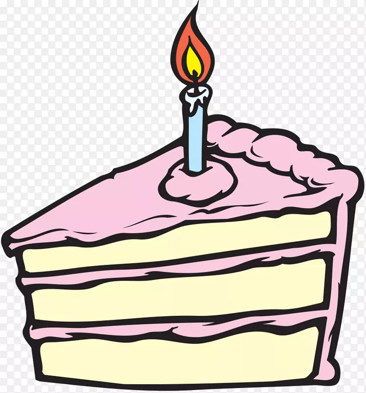 蛋糕绘图夹艺术.带蜡烛的粉红蛋糕