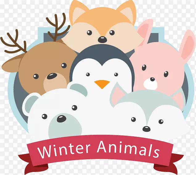 t恤卡通插图-冬季动物海报