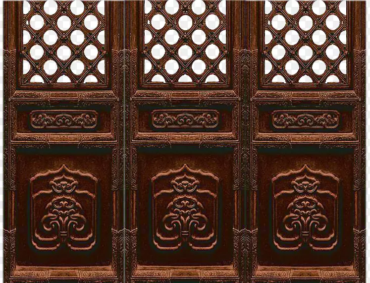 木染色铁材门-古典典雅格栅门