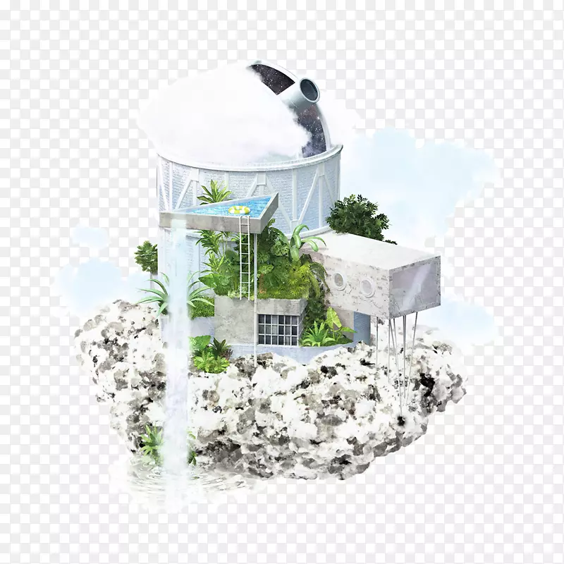 城堡创意插画-浮动城堡