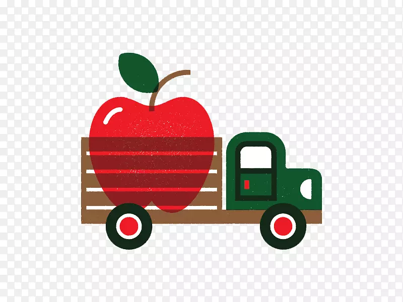 卡车插图.装满苹果的小卡车