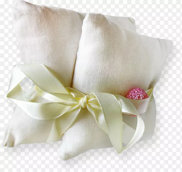 投掷枕头结婚戒指垫花瓣切花-白色枕头