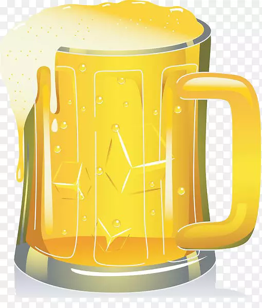 啤酒玻璃器皿啤酒节杯图-一杯啤酒插画