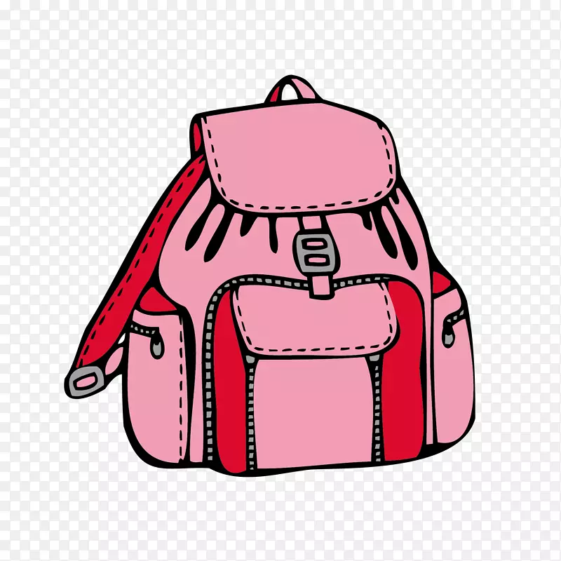 书包，着色书，书包，绘图夹，艺术.带粉红色可爱小书包的学生