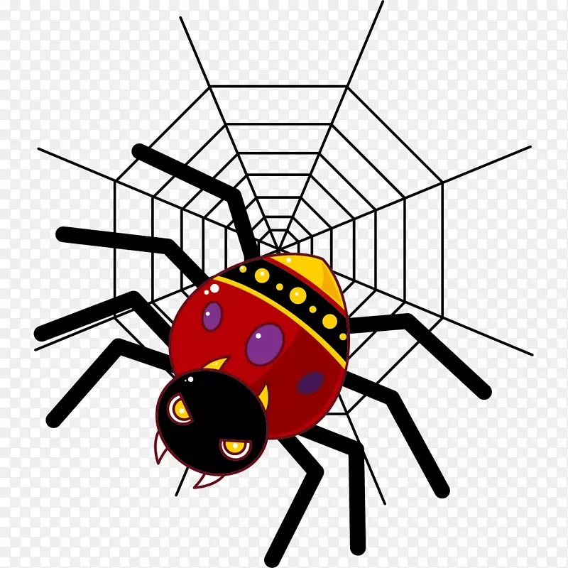 蜘蛛动画剪辑艺术.卡通手绘红蜘蛛