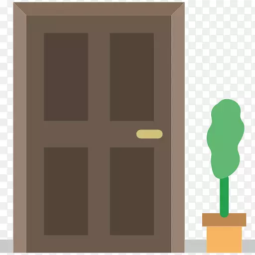 可伸缩图形图标-一扇门，绿色植物