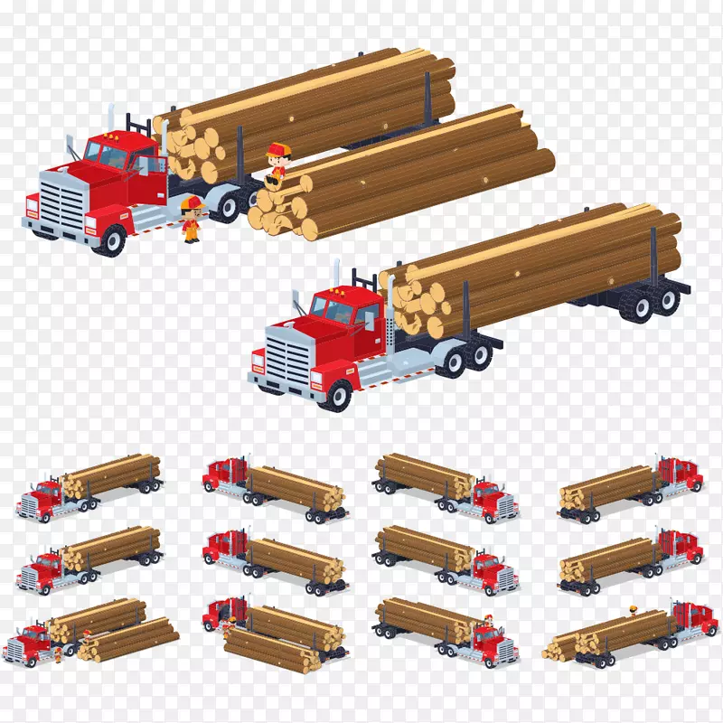 汽车卡车木材插图.木材运输卡车