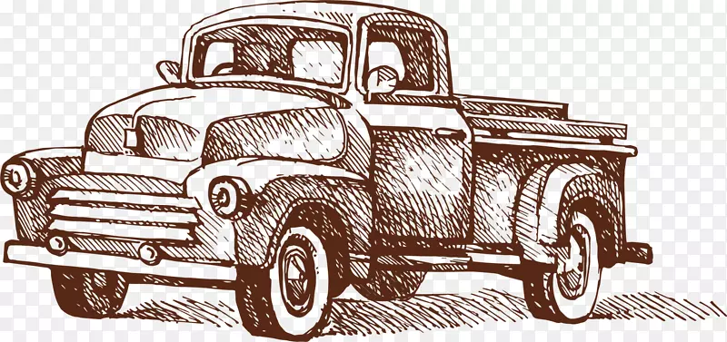 老式轿车汽车设计经典轿车棕色短卡车