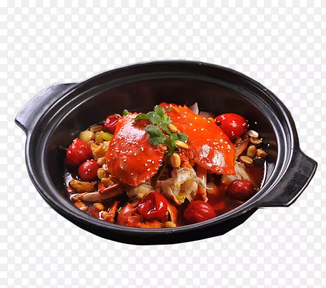蟹肉泰国菜.黑色砂锅，辣肉蟹锅