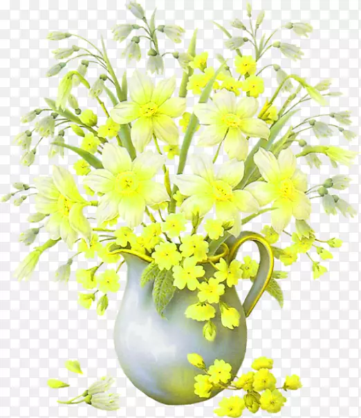 花盆花瓶-黄花手绘花瓶装饰图案