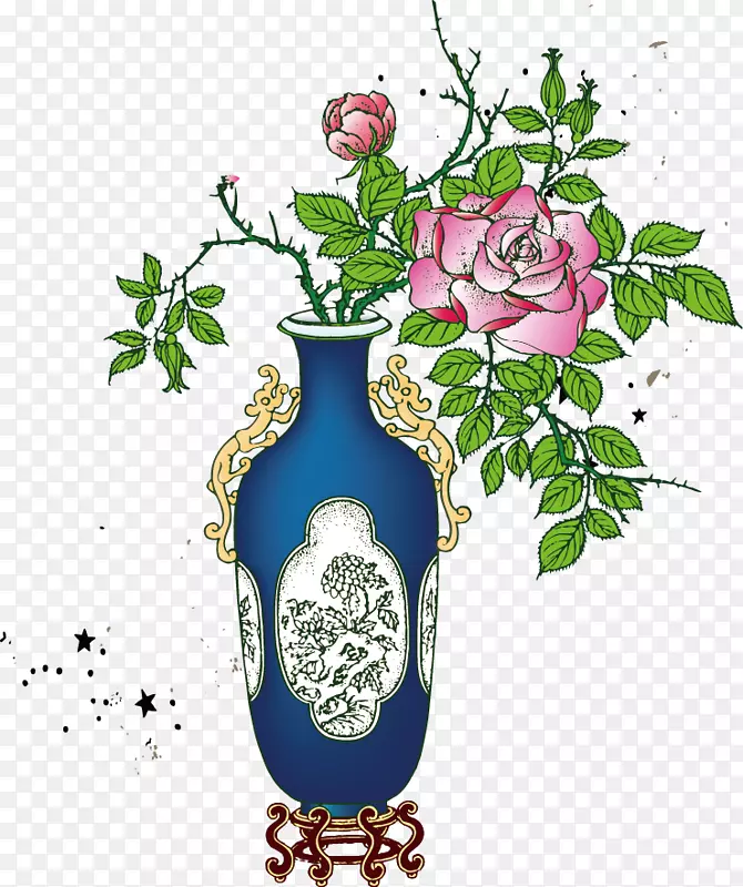 牡丹花瓶图-风牡丹花瓶