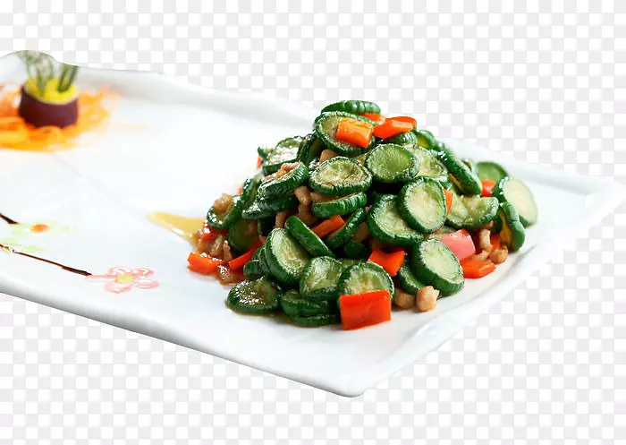 菠菜沙拉腌制黄瓜亚洲菜蔬菜凉拌黄瓜油炸