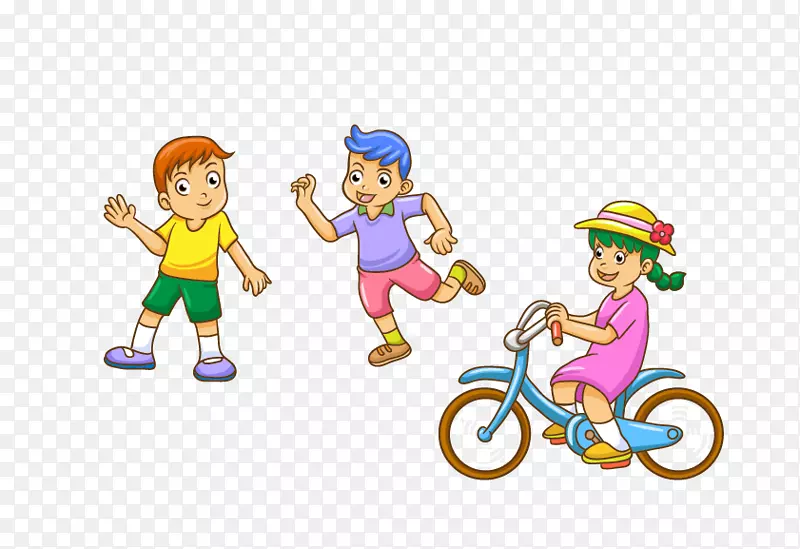 儿童剪贴画.儿童自行车