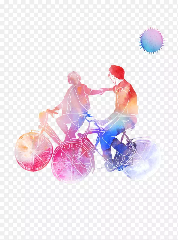 骑自行车情侣重要的-情侣骑自行车手剪影