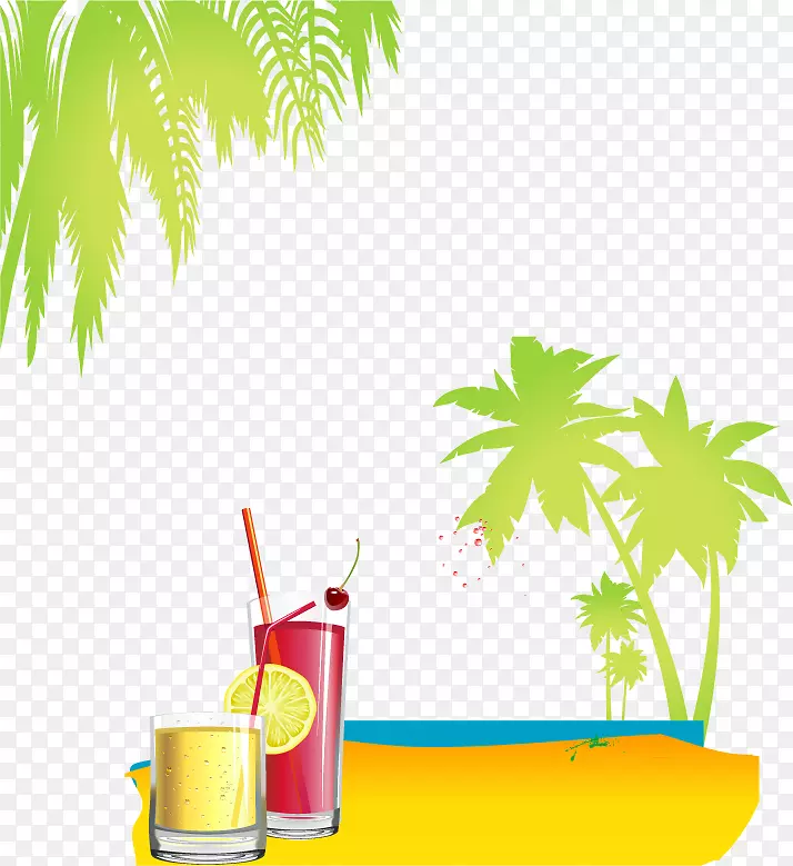 果汁沙滩剪贴画-沙滩风景