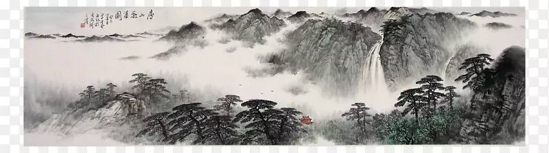 鲁连西山u641cu5c3du5947u5cf0山水墨画-壮丽的庐山水墨画