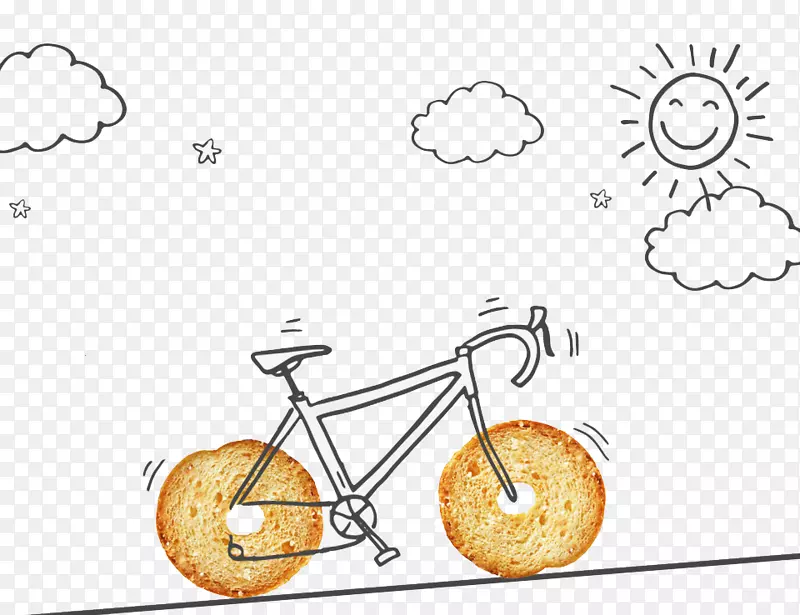 标志自行车剪贴画创意手绘面包自行车图案