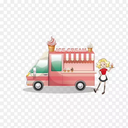 冰淇淋汉堡快餐卡通车