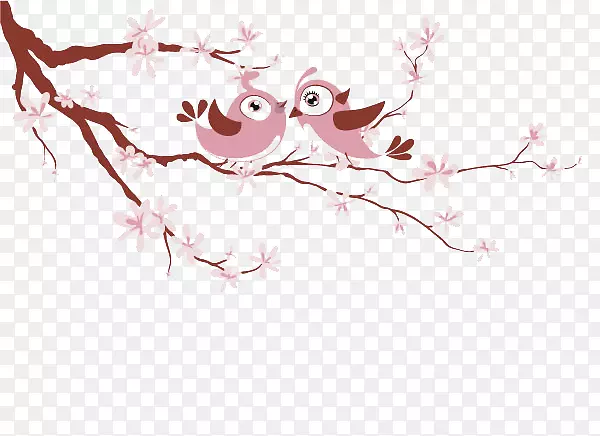 红颜的爱情鸟结婚邀请结婚-树枝上的几只鸟